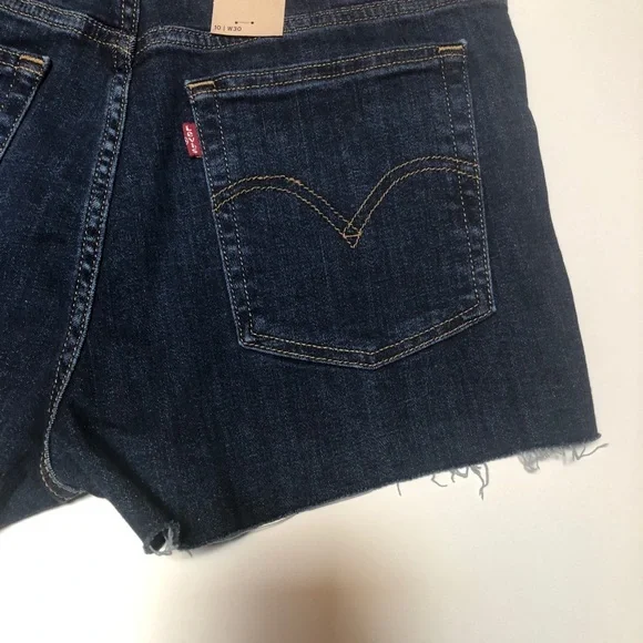 Levis High Rise Denim Cut Off Shorts Blue - Picture 8 of 10